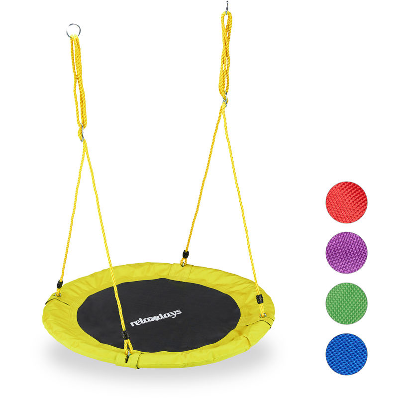 

Columpio Jardín Nido de Altura Ajustable para Niños y Adultos, Hasta 100 kg, Amarillo, ø 90 cm