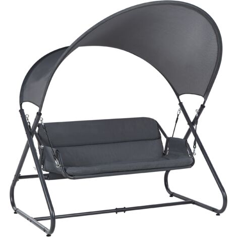 Columpio moderno para exterior asiento de poliéster con toldo de malla estructura de acero gris oscuro Solagna