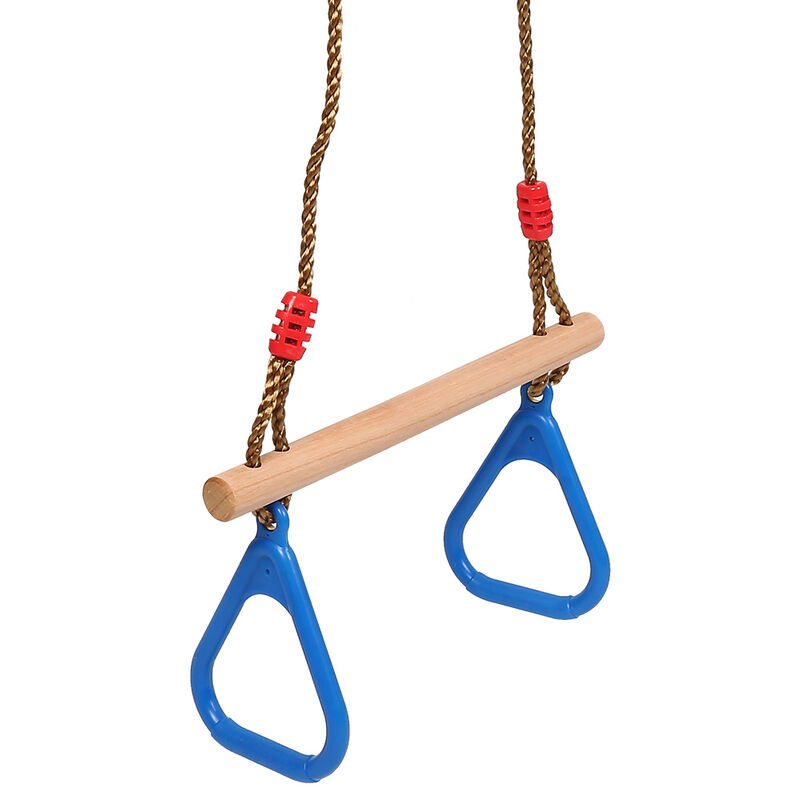 

Columpio multifunción infantil de madera para niños,con anillos de plástico para interior y exterior 120kg Azul