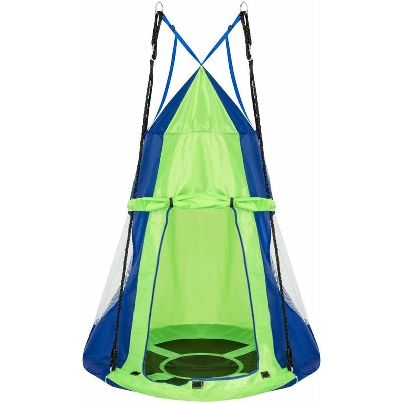 

Columpio Nido con Tienda de Ø 100cm Columpio para Niño Altura Ajustable Carga hasta 150 kg para Jardín Interior Exterior (Verde)
