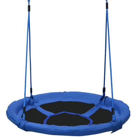 Columpio Nido Grande Infantil Desmontable para Jardín Ø100x180cm Azul y Negro