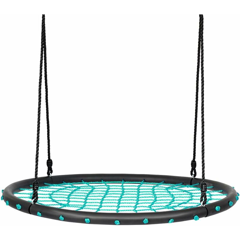 

Columpio Nido Niños Columpio Redondo Diámetro 100cm Altura Ajustable de 100-160cm Carga hasta 150 kg para Jardín (Verde)