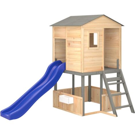 Columpios para juegos de exterior, tobogán, columpios robustos, juegos de jardín, 145 x 131,5 x 218,5 cm, madera maciza de abeto 020004793