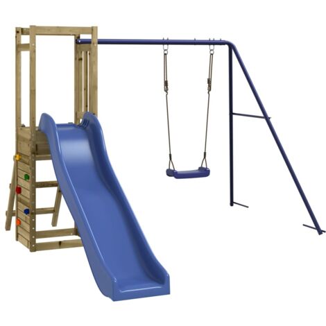 Columpios para juegos de exterior, tobogán, columpios robustos, juegos de jardín, 237 x 321 x 169 cm, madera de pino impregnada