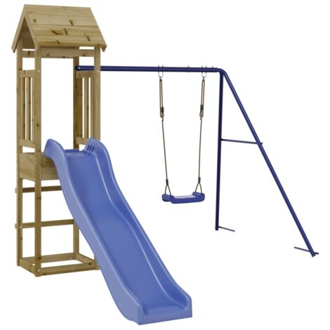 Columpios para juegos de exterior, tobogán, columpios robustos, juegos de jardín, 238 x 321 x 207 cm, madera de pino impregnada 020004884