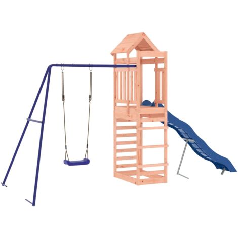 Columpios para juegos de exterior, tobogán, columpios robustos, juegos de jardín, 422 x 185 x 239 cm, madera maciza de abeto Douglas 020004673