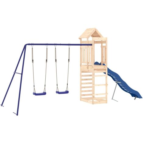 Columpios para juegos de exterior, tobogán, columpios robustos, juegos de jardín, 492 x 185 x 239 cm, madera maciza de pino 020004661