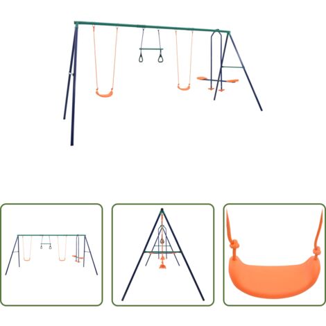 Columpios para niños -  Juego de columpios con aros de gimnasia y 4 asientos acero