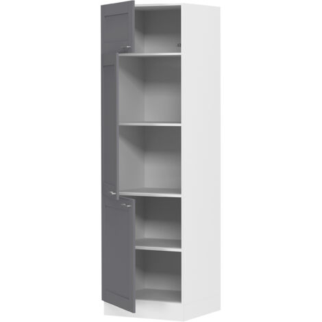 Colura Küchenhochschrank 60 cm 3 Türen anthrazit grau, weiß.
