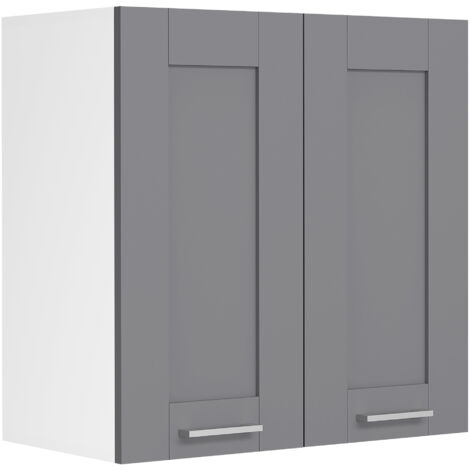 Colura Küchenoberschrank 60 cm 2 Türen anthrazit grau, weiß.