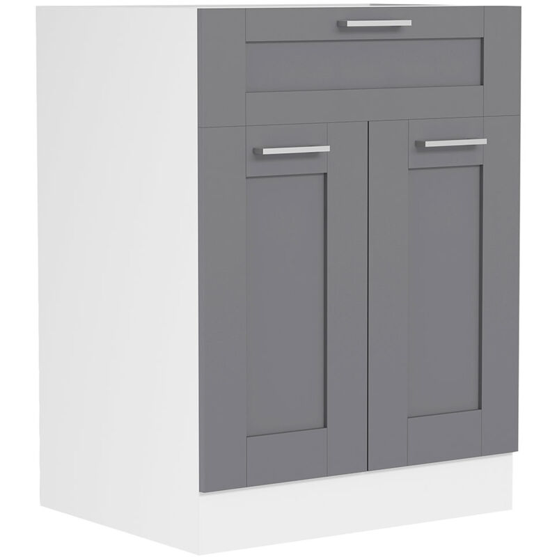 Colura meuble bas de cuisine 60 cm 2 portes, 1 tiroir gris anthracite, blanc.