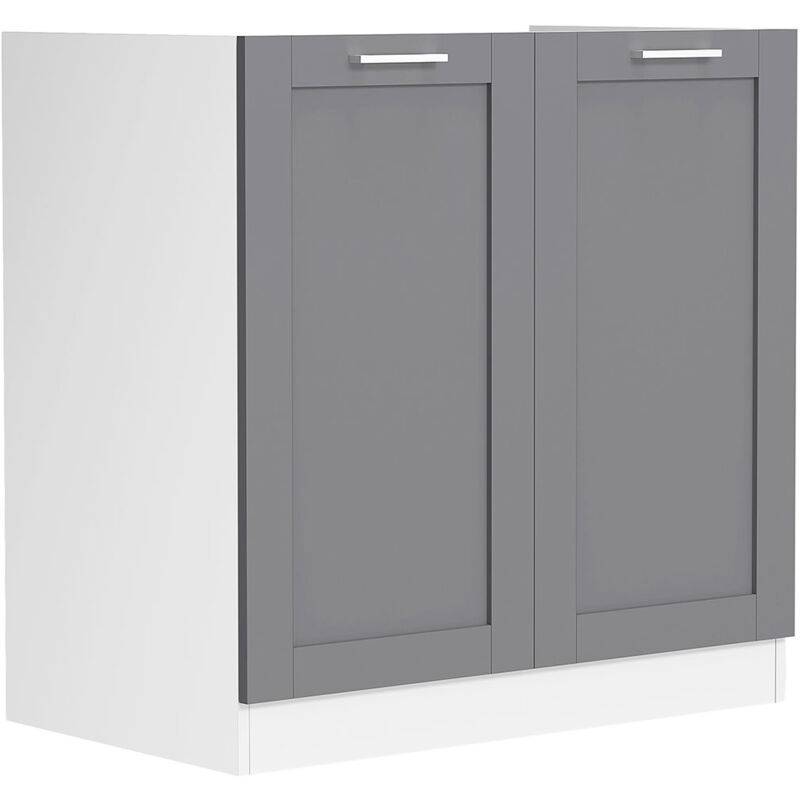 Ebuy24 - Colura meuble bas de cuisine pour évier 80 cm 2 portes gris anthracite, blanc.