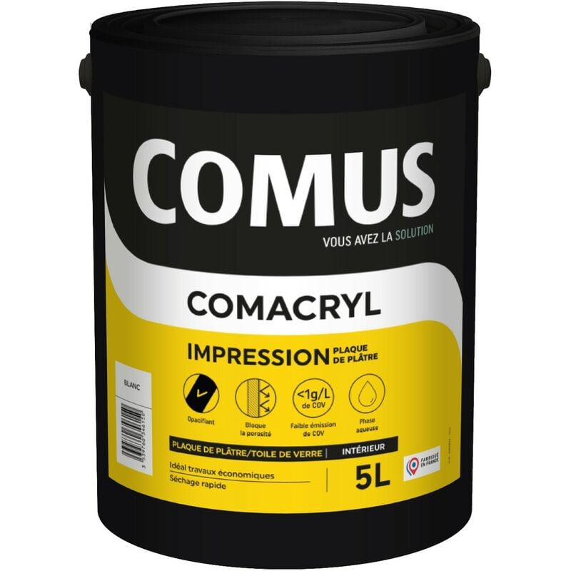 Comacryl impression 5L - Impression acrylique blanche en phase aqueuse Comus