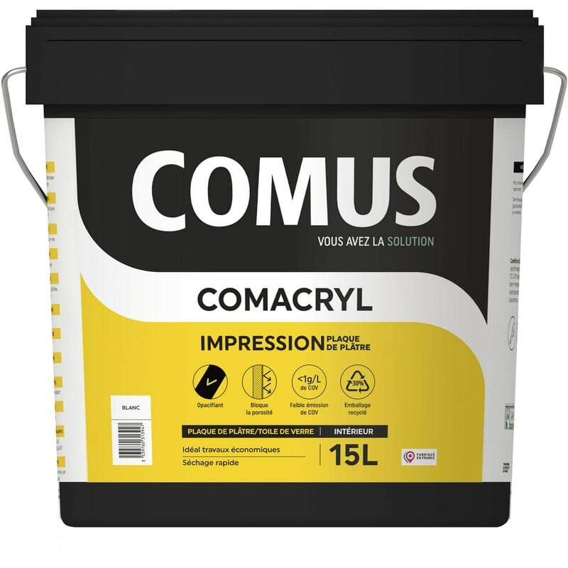 Comacryl impression 15L - Impression acrylique blanche en phase aqueuse Comus