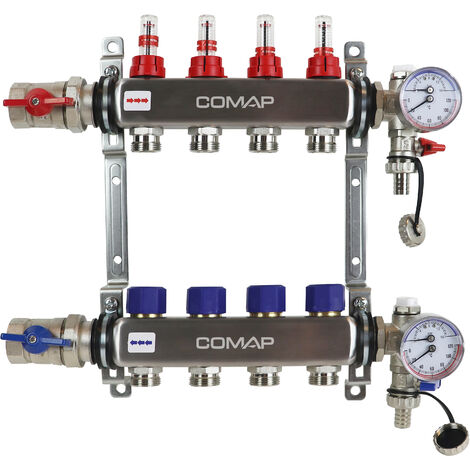 COMAP Collecteur inox 4 circuits T3 pour plancher chauffant et rafraichissant - V9007C2 - CP311404001