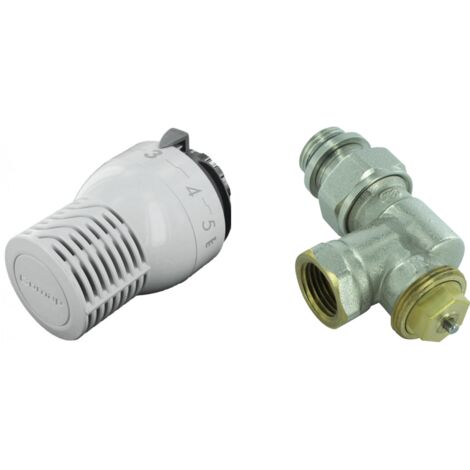 Comap – Kit robinet thermostatique équerre inverse 3/8' JT – Tête thermostatique Sensity M30 – Corps à Kv réglable – Compatible radiateurs standards – RK857423