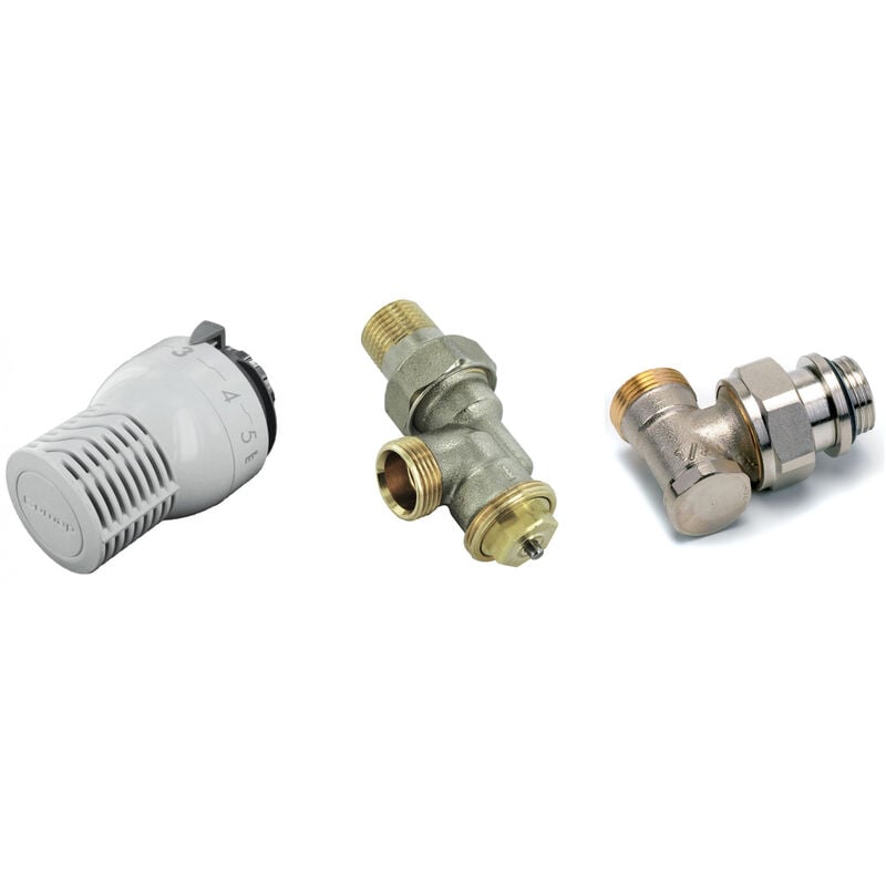 Kit thermostatique sensity équerre inverse 1/2JT M22 - Inclus tête thermostatique Sensity M30 + corps thermostatique Kv réglable + raccord de réglage