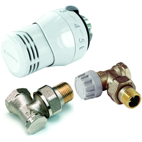 Comap – Kit thermostatique SENSO équerre 1/2" – Tête thermostatique Senso M28 – Corps thermostatique Kv fixe – Raccord de réglage – RK8086048