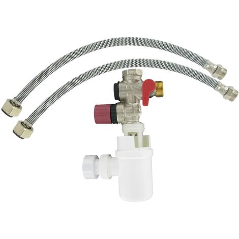 Comap S600502 Gruppo di Sicurezza per scaldabagno con sifone / 2 Tubi per l'approvvigionamento idrico da 3/4 di Pollice, Grau