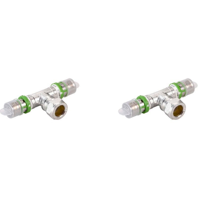 Comap - Té à sertir et à compression métallique cuivre pour tubes multicouche - 16x2 - Cuivre 15 - Vendus par 2 - Raccords MultiSkin - 7130JW161516