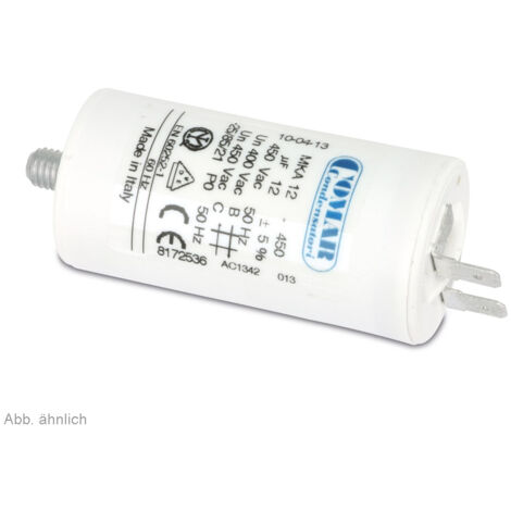 COMAR Motorkondensator FS (Flachstecker), 20µF, 450V, 6,3mm