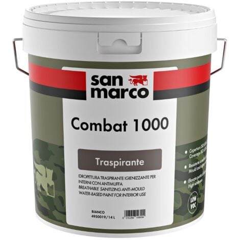 Combat 1000 idropittura traspirante igienizzante bianca lt 14