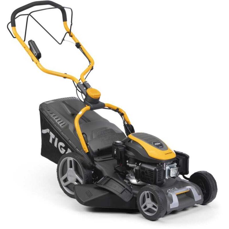 Combi 748 se Tondeuse à gazon tractée - Moteur essence 139cc, démarrage électrique, bac de ramassage 60L, système de coupe 4 en 1 - Stiga