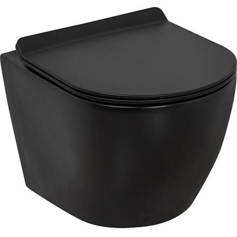 Combi-Pack Arax WC suspendu avec Silent Flush 370x370x485mm + abattant WC noir mat