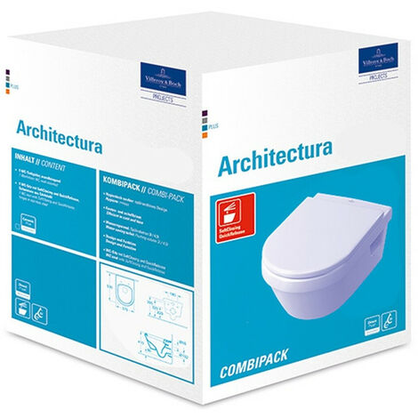 Combi-Pack ARCHITECTURA avec WC profond suspendu et abattant blanc VILLEROY & BOCH