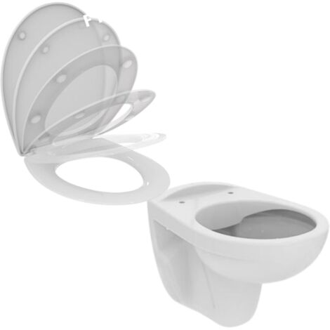 Combi-Pack Ideal Standard Eurovit Wand-Tiefspül-WC, spülrandlos & WC-Sitz Softclose, weiß - K881201