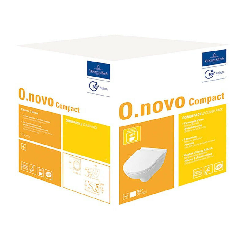 

Combi-Pack O.NOVO con inodoro profundo suspendido y tapa de inodoro blanca VILLEROY & BOCH