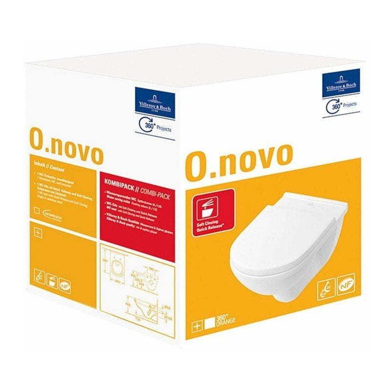 

Combi-Pack O.NOVO con inodoro profundo suspendido y tapa de inodoro blanca VILLEROY & BOCH