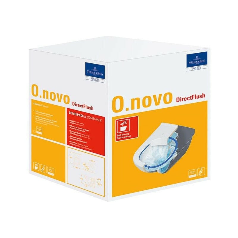 

Combi-Pack O.NOVO DirectFlush con inodoro suspendido profundo DirectFlush y WC-Si blanco VILLEROY & BOCH