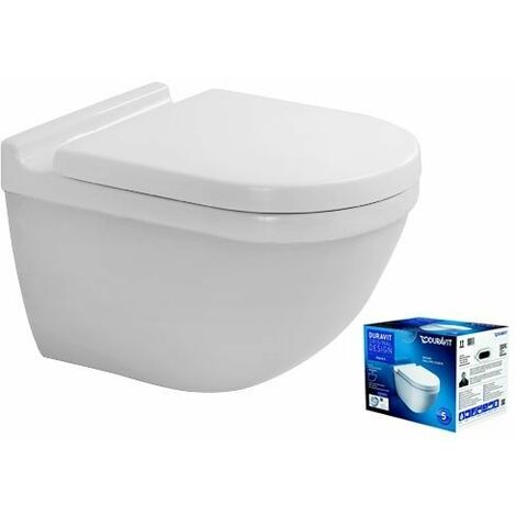 WC mural Duravit Starck 3 SET avec fixation cachée, y compris siège de WC avec mécanisme de fermeture en douceur, blanc - 42250900A1