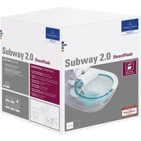 Combi-Pack SUBWAY 2.0 avec WC à paroi profonde DirectFlush et WC-Si blanc VILLEROY & BOCH