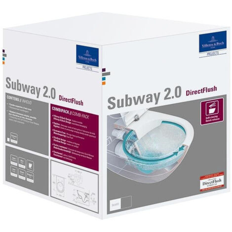 Combi-Pack SUBWAY 2.0 avec WC à paroi profonde DirectFlush et WC-Si white ceramicplus VILLEROY & BOCH