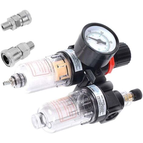 Combinación de regulador de filtro de aire comprimido de 1/4 de pulgada con manómetro, separador de agua, filtro de neblina de aceite para aerógrafo, pistola pulverizadora y conexión para herramientas