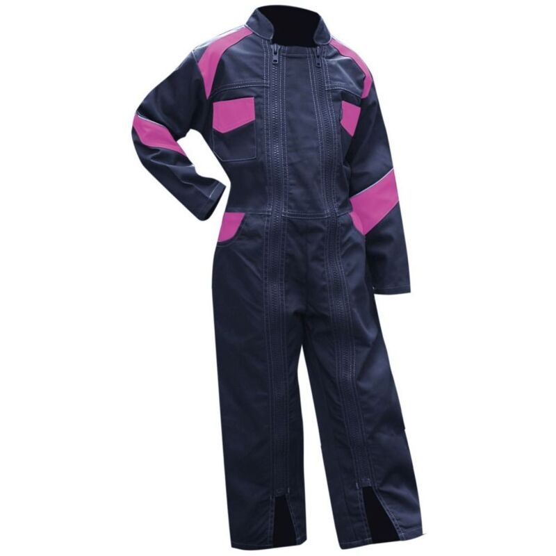 LMA - Combinaison de travail agricole enfant bleu/rose Fleur Couleur Bleu/Rose - Taille Vêtement 4 ans