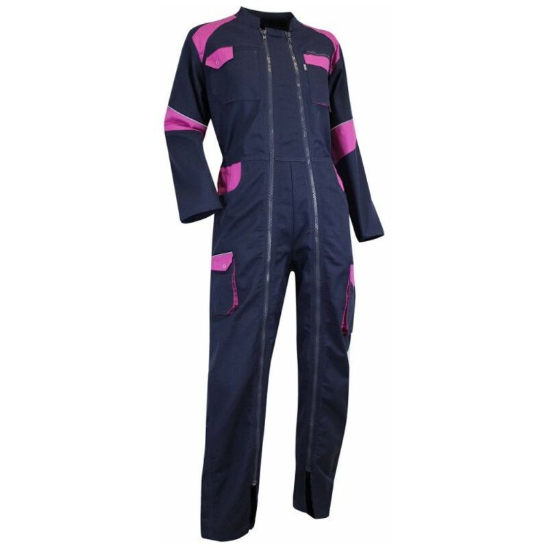 LMA - Combinaison de travail femme bicolore double zip Bleu foncé/rose orge - 401021 taille 6