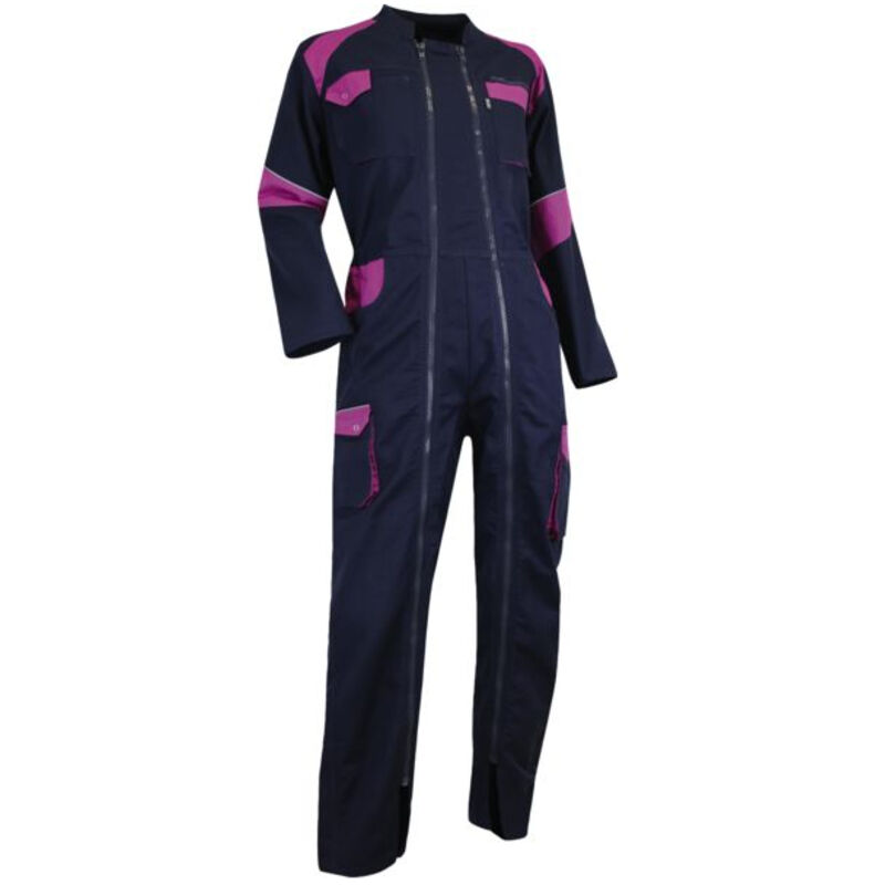 LMA - Combinaison de travail femme bicolore double zip Bleu foncé/rose orge - 401021 taille 1