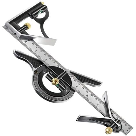 Combinaison 300mm Multifonction Réglable Carré Outils Carrés Robustes Kits De Mesure Rapport De Précision Angle Finder Règle Équerres De Menuiserie