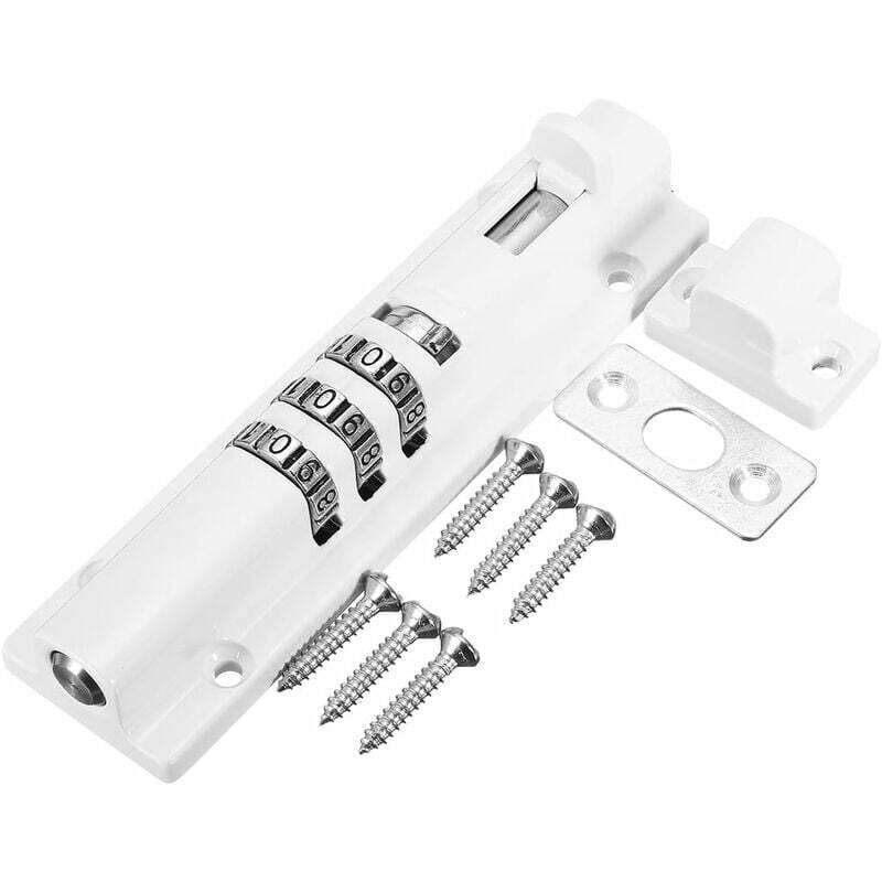 Combinaison Code Mécanisme de verrouillage de porte Verrou de sécurité (avec accessoires de fixation (Blanc)