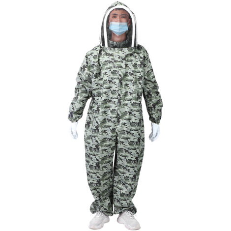 Combinaison d'apiculteur avec double fermeture éclair et gants inclus - Protection intégrale pour l'apiculture (Taille XXL)