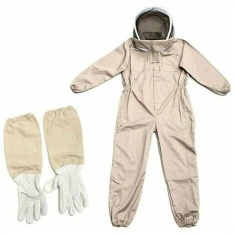 Combinaison D'apiculteur, Costume D'apiculture Professionnelle avec Gants & Voile De Protection, Combinaison Apicole pour Tout Le Corps, Anti Guêpes équipement pour Apiculteurs, Café, XL