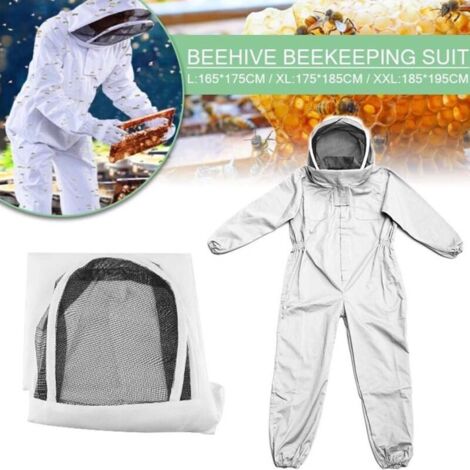 Combinaison d'apiculture complète, vêtements à capuche avec voile, veste de protection pour apiculteur, combinaison d'apiculture en coton avec équipement de capuche anti-guêpe