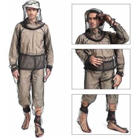 Combinaison d'Apiculture De Anti Moustique Maille Ultra Legere Insecte Tout Le Corps Vêtements à Capuchon avec Manteau Vêtements de Protection Homme Femme L/XL