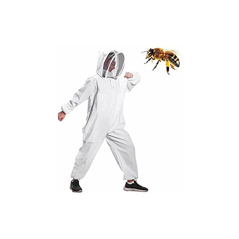 Beijiyi - Combinaison d'Apiculture pour Tout le Corps Vêtements à Capuchon avec Voile Manteau de Protection pour Apiculteurs Costume Apicole en Anti