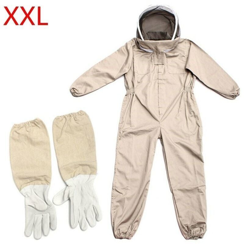 Coocheer - Combinaison d'apiculture - Vêtements d'apiculture - Protection intégrale - Gants pour débutants - Marron - Taille xxl