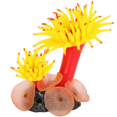 Combinaison de Coraux Artificiels Jaunes pour Aquarium - Décoration Subaquatique en Silicone Réaliste - Accessoires de Décors pour Aquariophilie-AUTRES