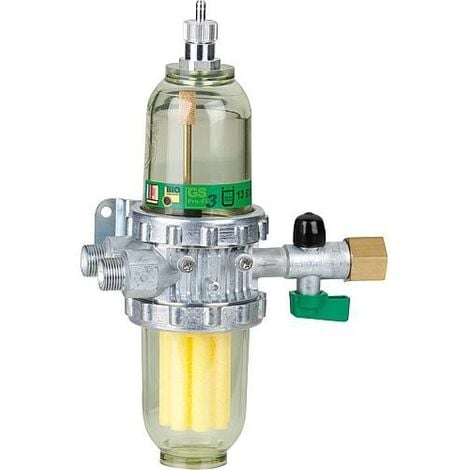 Combinaison de filtre fioul/purge d´air GS Pro-Fi 3, filetage femelle G3/8 x filetage mâle G3/5 KN plastique fritté